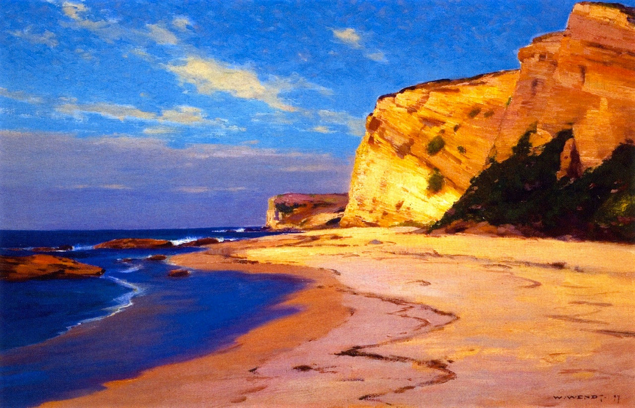 Bluffs at Point Dume, Malibu, vintage artwork by William Wendt, 12x8" (A4) Poster