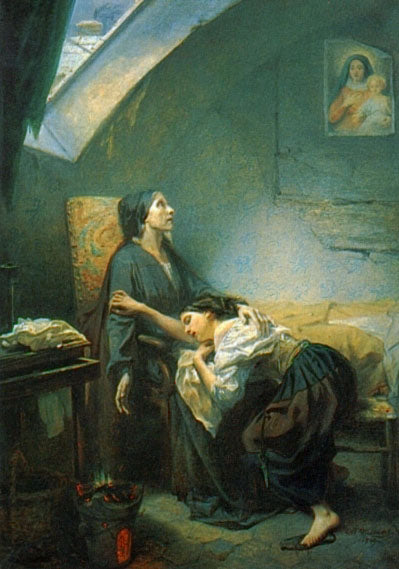 An Unhappy Family, vintage artwork by Octave Tassaert, A3 (16x12") Poster Print