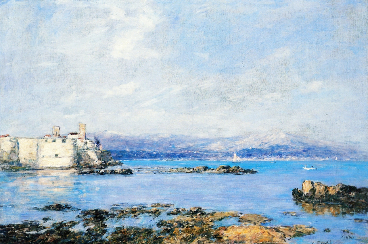 Antibes, the Rocks of the Islet and the Fortifications, vintage artwork by Eugène-Louis Boudin, 12x8" (A4) Poster