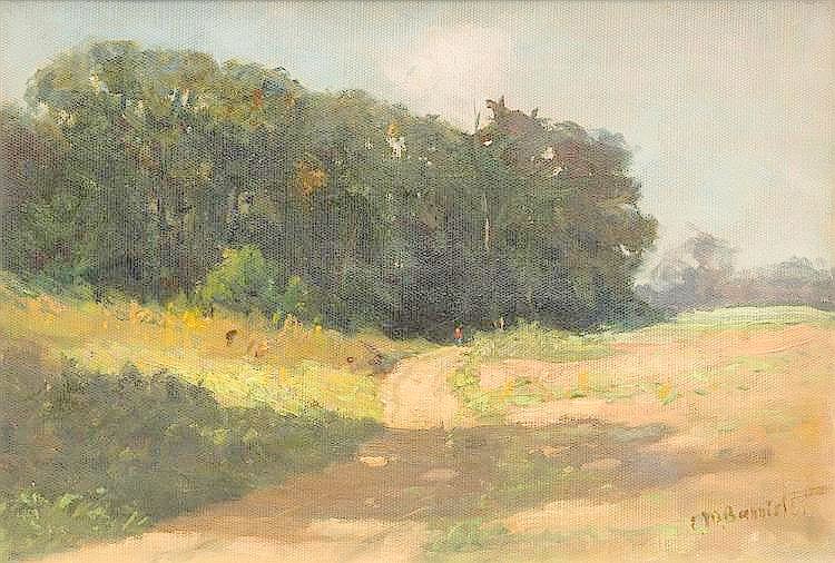 Landscape with Road, vintage artwork by Edward Mitchell Bannister, 12x8" (A4) Poster