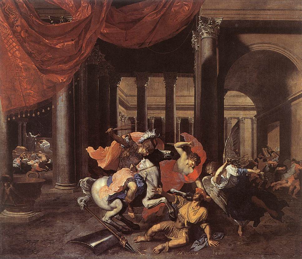 Heliodorus Driven from the Temple, vintage artwork by Bertholet Flemalle, 12x8" (A4) Poster