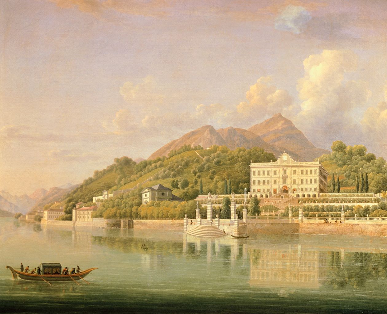 Villa Carlotta in Tremezzo, on Lake Como, vintage artwork by Jean-Joseph-Xavier Bidauld, 12x8" (A4) Poster
