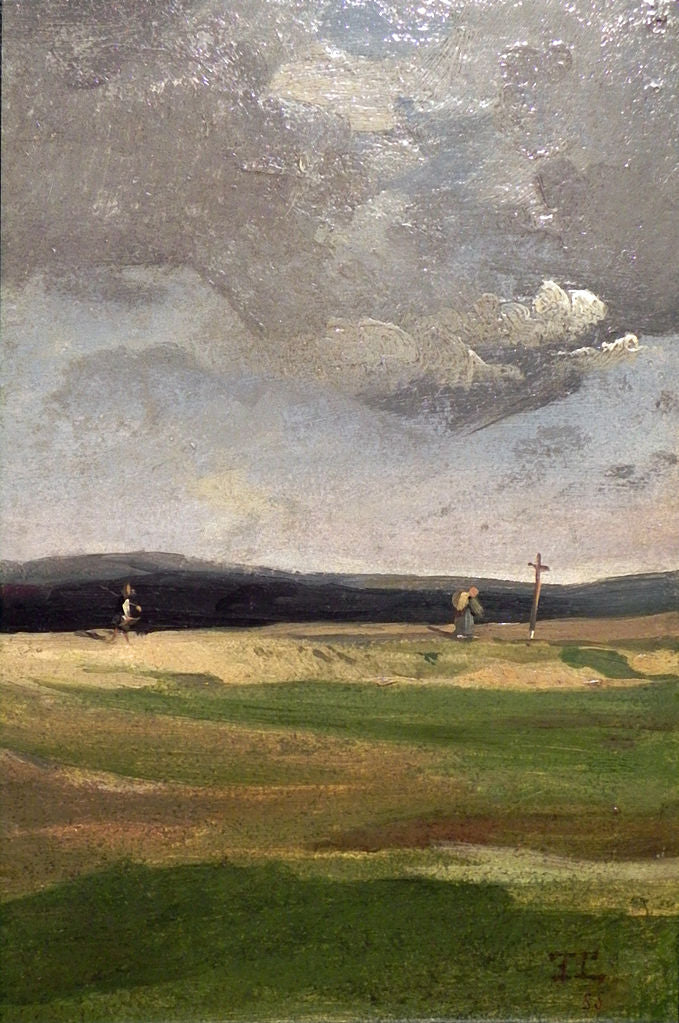 Landscape with Advancing Thunderstorm, vintage artwork by Franz von Lenbach, 12x8" (A4) Poster