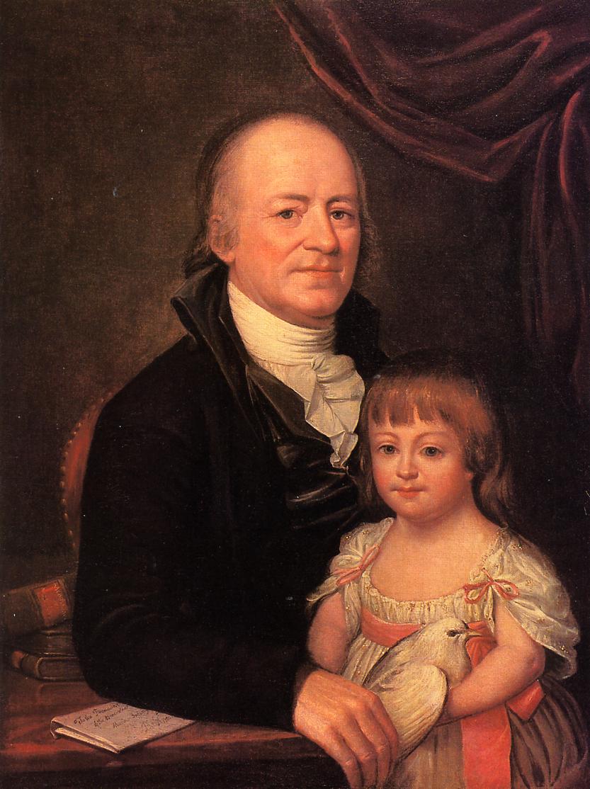 Thomas Elliott and His Granddaughter Deborah Hibernia, vintage artwork by Charles Willson Peale, 12x8" (A4) Poster