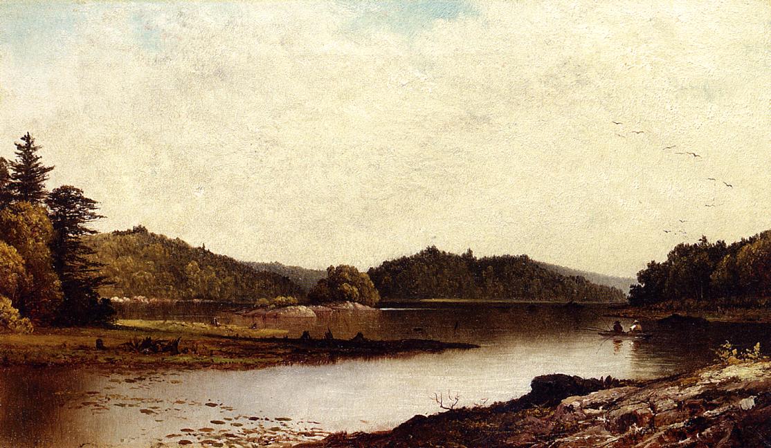 Study of Wawayanda Lake, Orange Co., vintage artwork by David Johnson, 12x8" (A4) Poster
