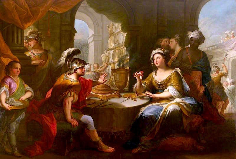 Cleopatra Dissolving the Pearl in Wine, vintage artwork by Andrea Casali, 12x8" (A4) Poster