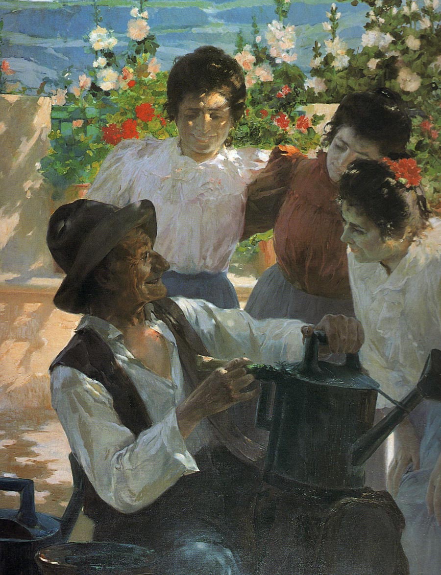 Escena en el Jardin, vintage artwork by Fernando Cabrera Canto, 12x8" (A4) Poster