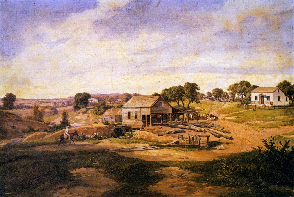 Guenther's Mill on LIfe Oak Creel, vintage artwork by Herman Lungkwitz, A3 (16x12") Poster Print