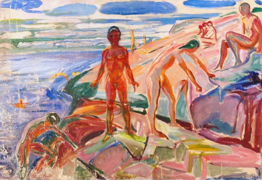 Bathers on Rocks by Edvard Munch,A3(16x12")Poster