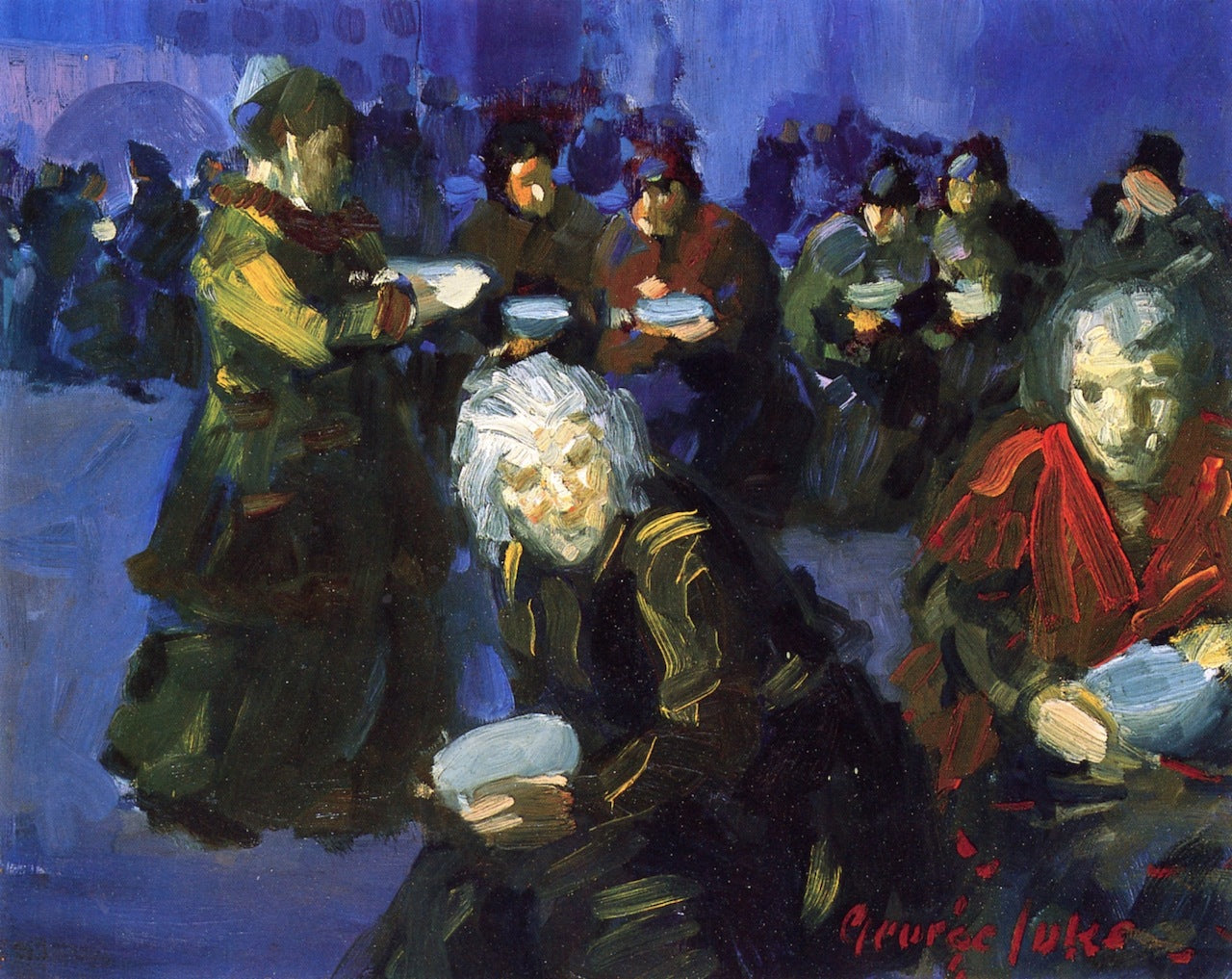 The Bread Line, vintage artwork by George Luks, 12x8" (A4) Poster