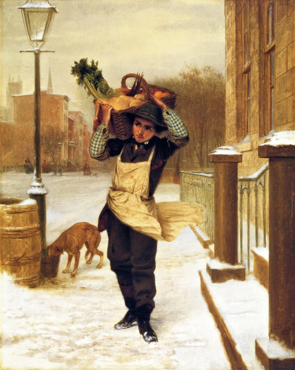 Delivery Boy, vintage artwork by John George Brown, 12x8" (A4) Poster