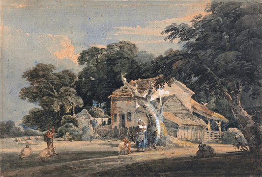 A Devonshire Farm, vintage artwork by Thomas Girtin, 12x8" (A4) Poster