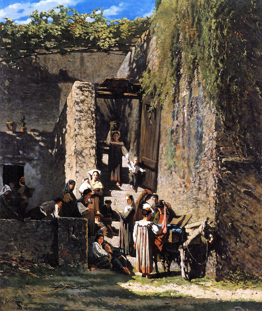 Il merciaio di La Spezia, vintage artwork by Telemaco Signorini, 12x8" (A4) Poster