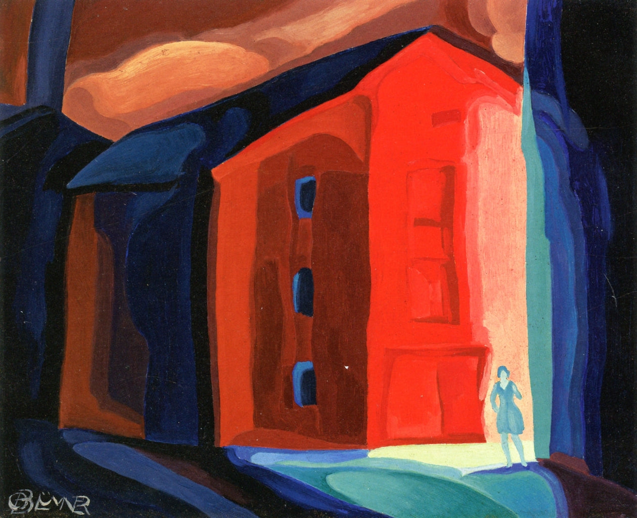 A Moment in Another Town, vintage artwork by Oscar Bluemner, 12x8" (A4) Poster