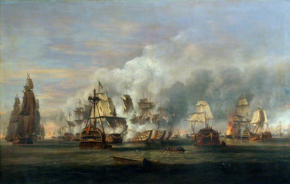 The Battle of Trafalgar, 21 October 1805, vintage artwork by Thomas Luny, 12x8" (A4) Poster