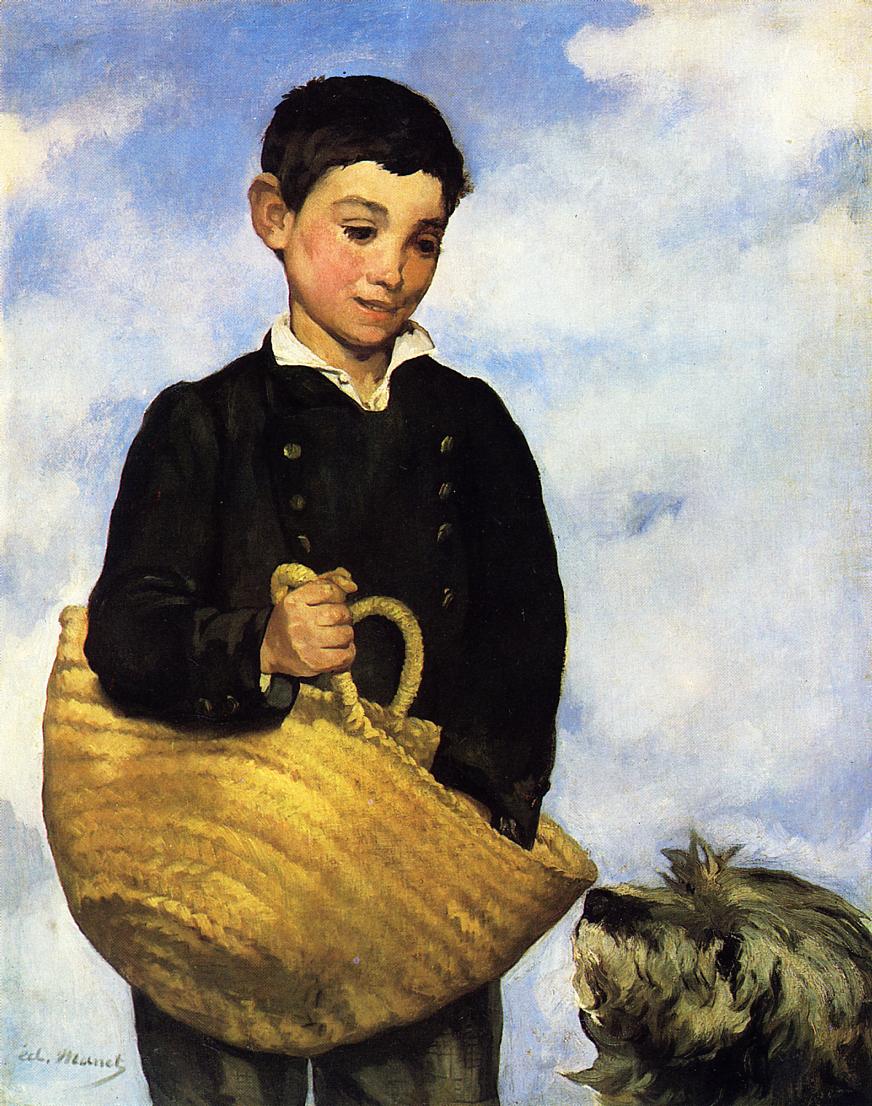 Boy with Dog, vintage artwork by Édouard Manet, 12x8" (A4) Poster