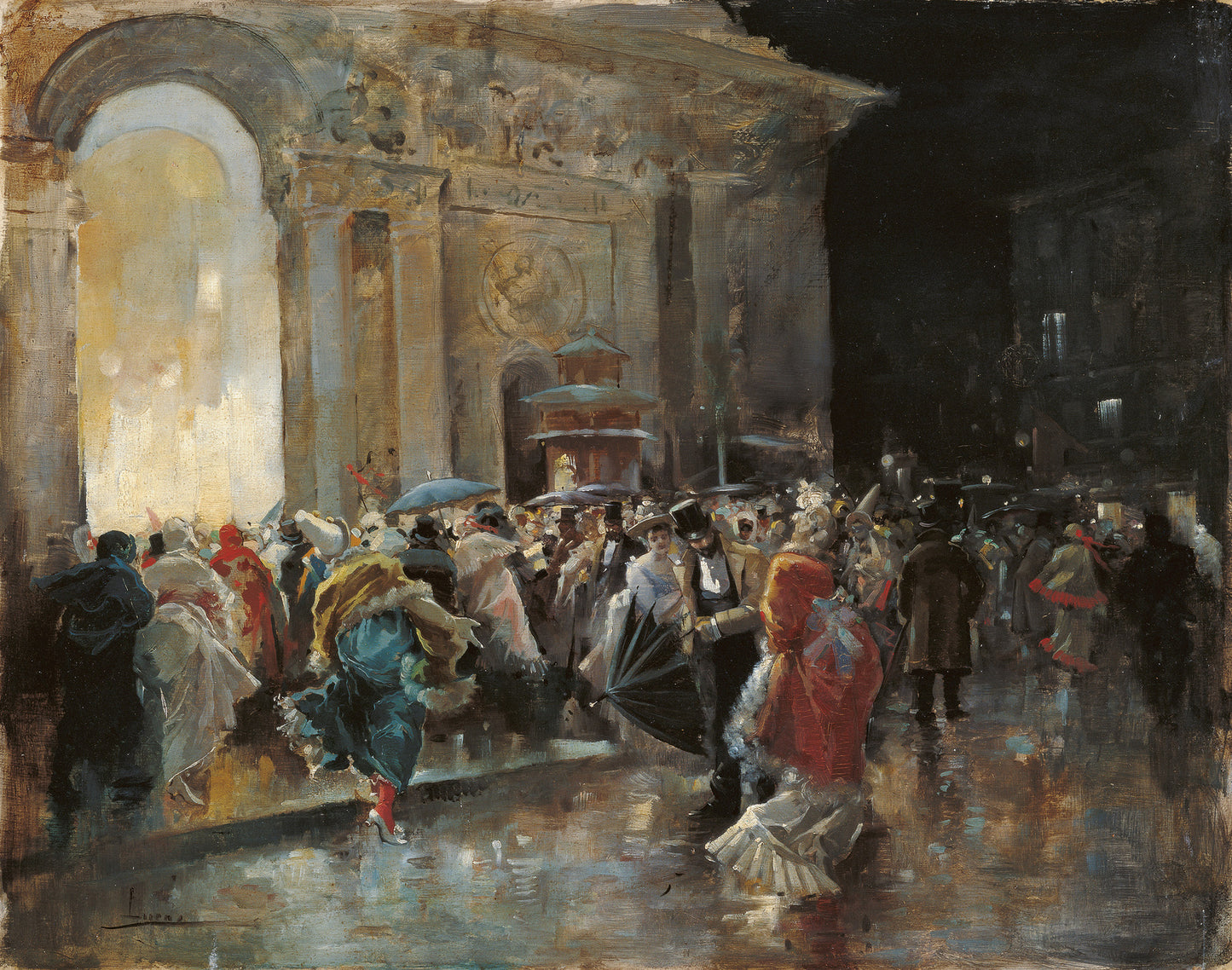 heatre on a Night of a Masked Ball by Eugenio Lucas Villamil,A3(16x12")Poster