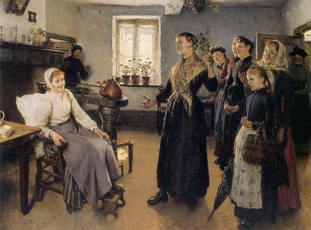 Visit to the Convalescent, vintage artwork by Évariste Carpentier, 12x8" (A4) Poster