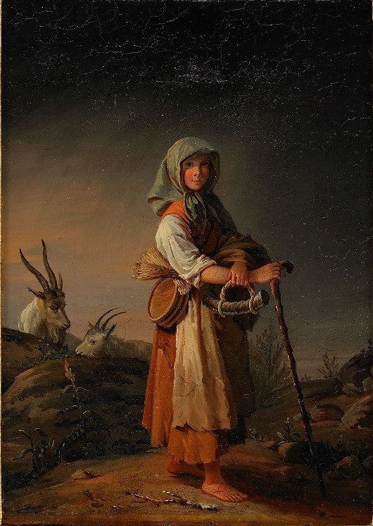 The Shepherd Girl, vintage artwork by Kilian Christoffer Zoll, A3 (16x12") Poster Print