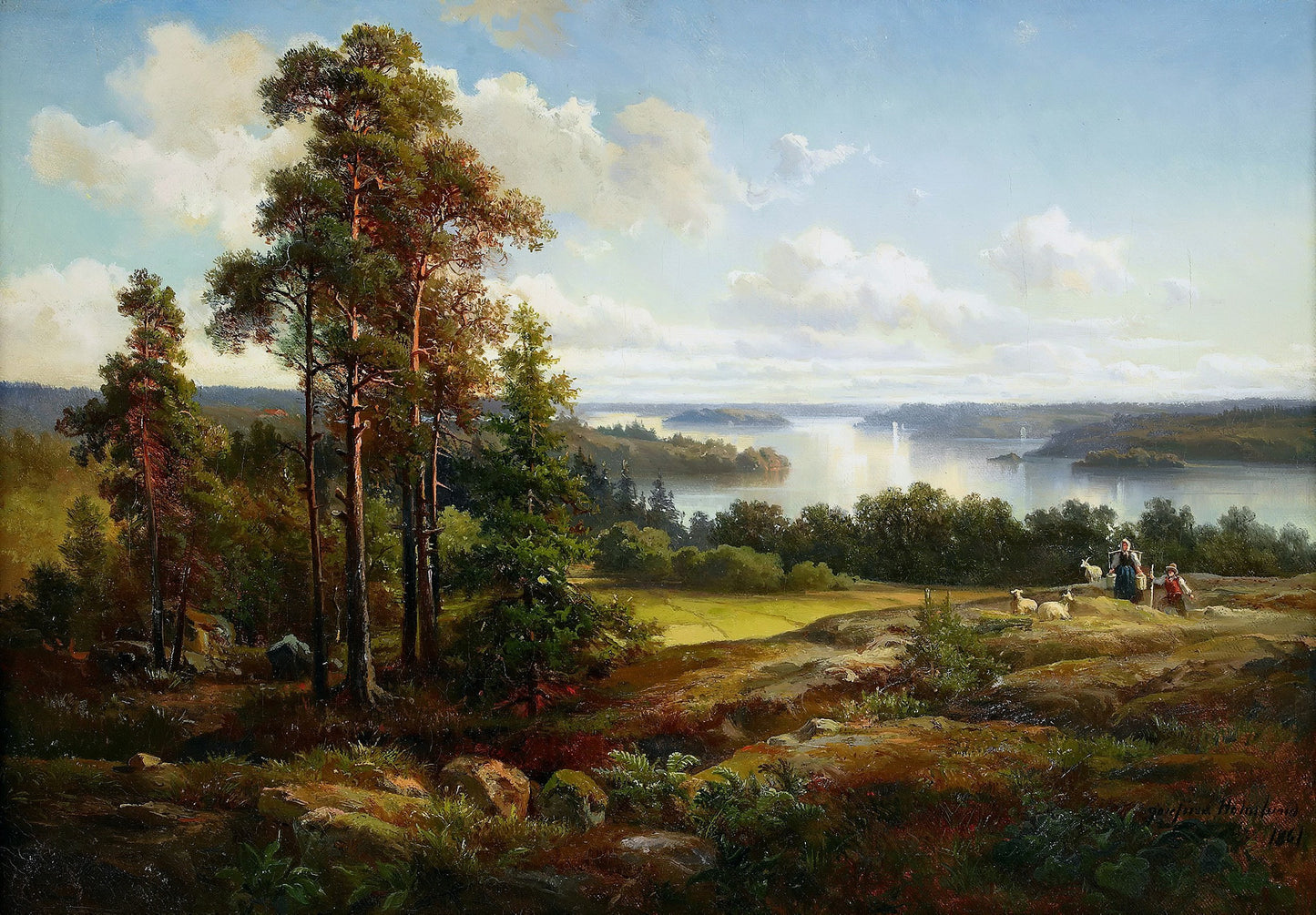 View of Lidingo, vintage artwork by Josefina Holmlund, 12x8" (A4) Poster