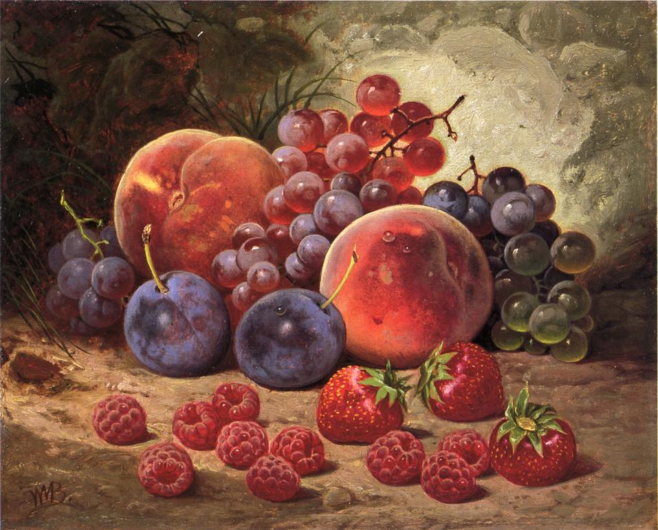 Fruits of Summer, vintage artwork by William Mason Brown, 12x8" (A4) Poster