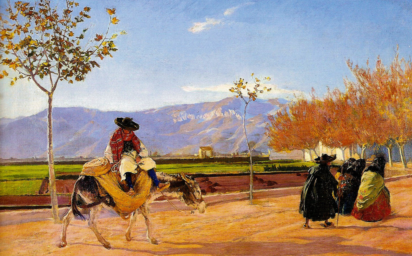 Mañana de otoño, vintage artwork by Jose Mongrell Torrent, 12x8" (A4) Poster
