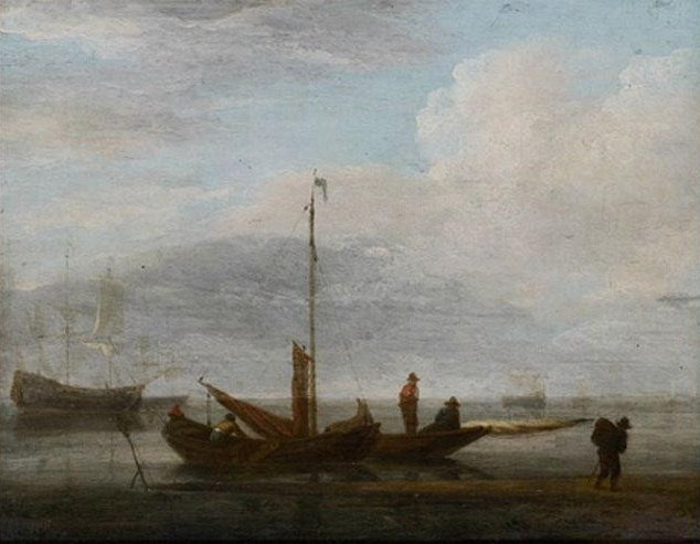 Boat on the Seashore, vintage artwork by Willem van de Velde the Younger, 12x8" (A4) Poster