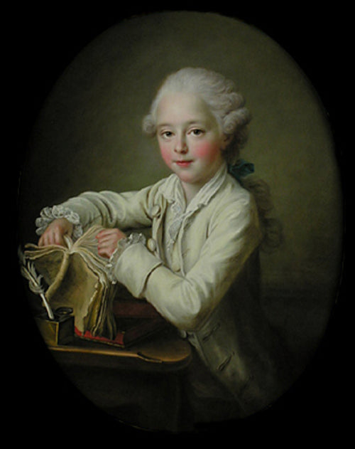 Portrait of marquis de Briges, aged 7, vintage artwork by François-Hubert Drouais, 12x8" (A4) Poster