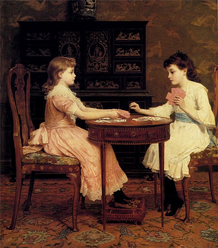 Old Maid, a Cardgame, vintage artwork by Frederick Goodall, A3 (16x12") Poster Print