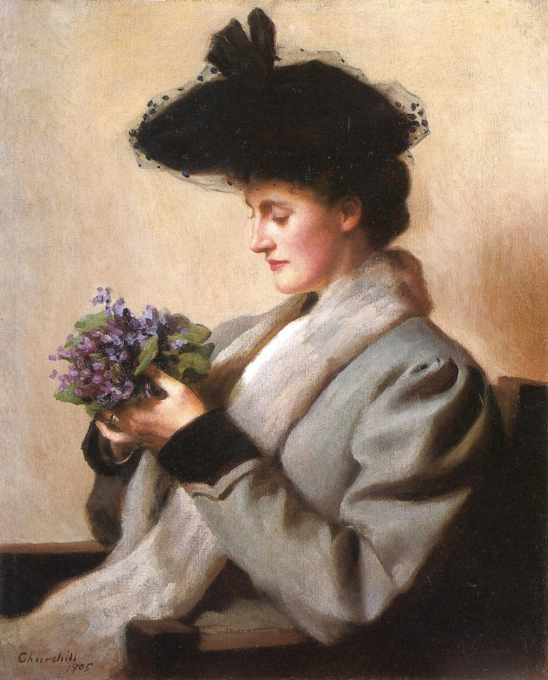 Violets: Portrait of a Woman by William Worchester Churchill,A3(16x12")Poster