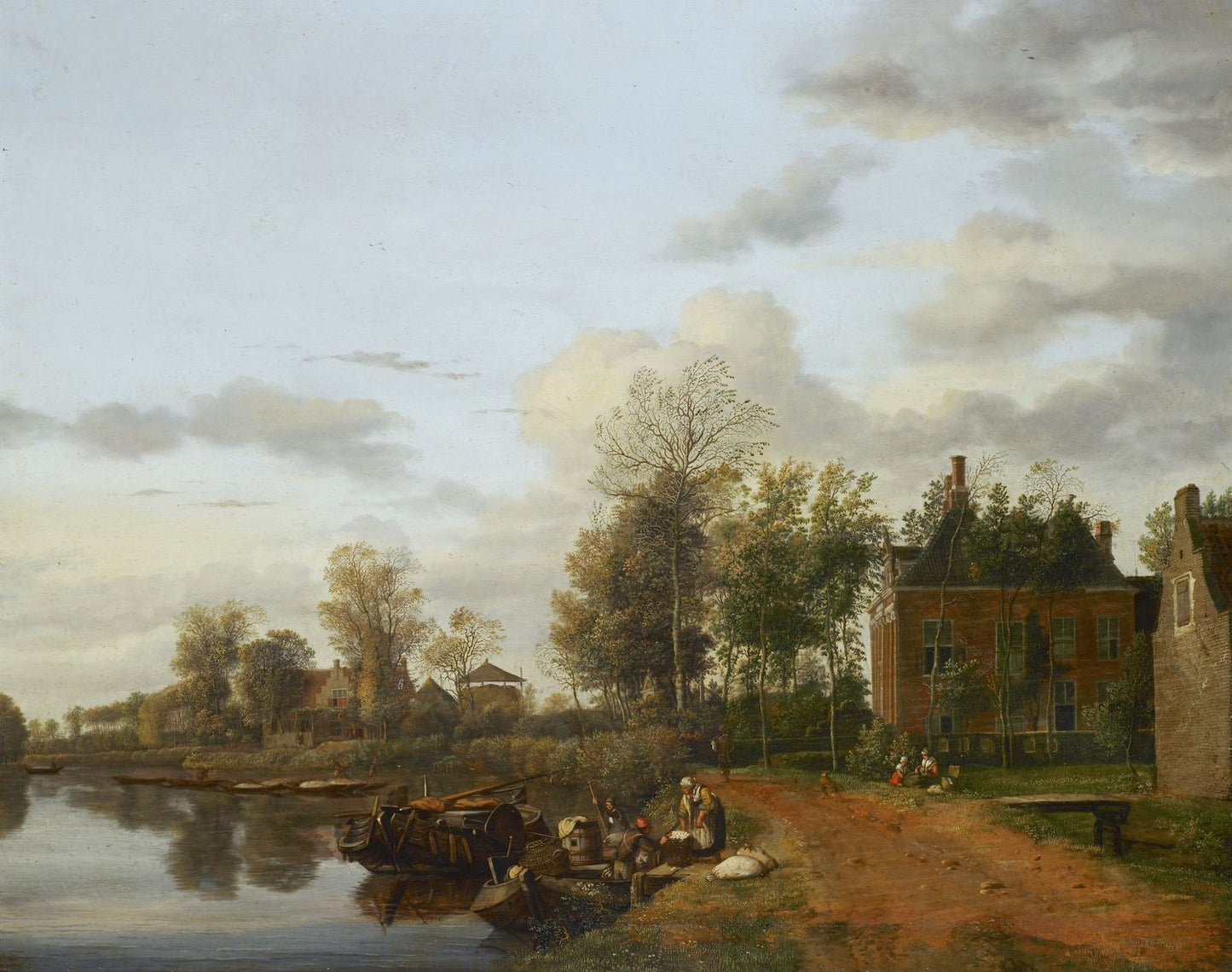 A Country House on the Vliet near Delft, vintage artwork by Jan van der Heyden, 12x8" (A4) Poster