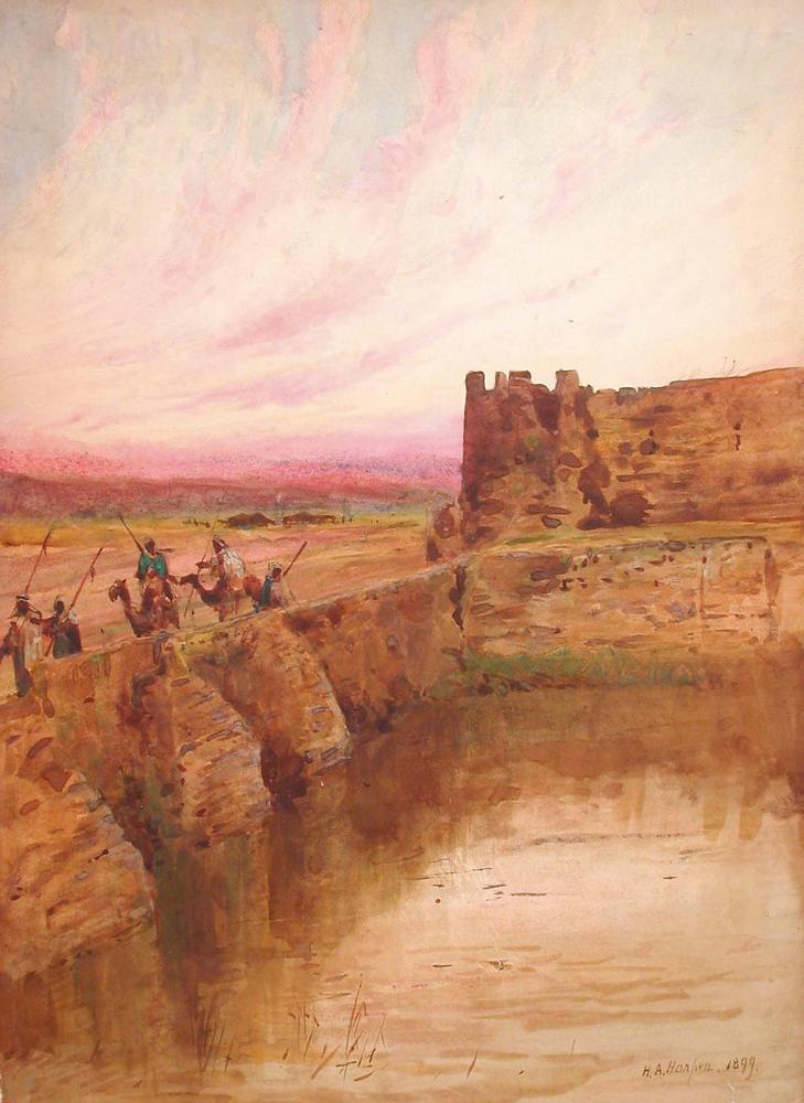 The Pools of Solomon, near Bethlehem, vintage artwork by Henry Andrew Harper, 12x8" (A4) Poster