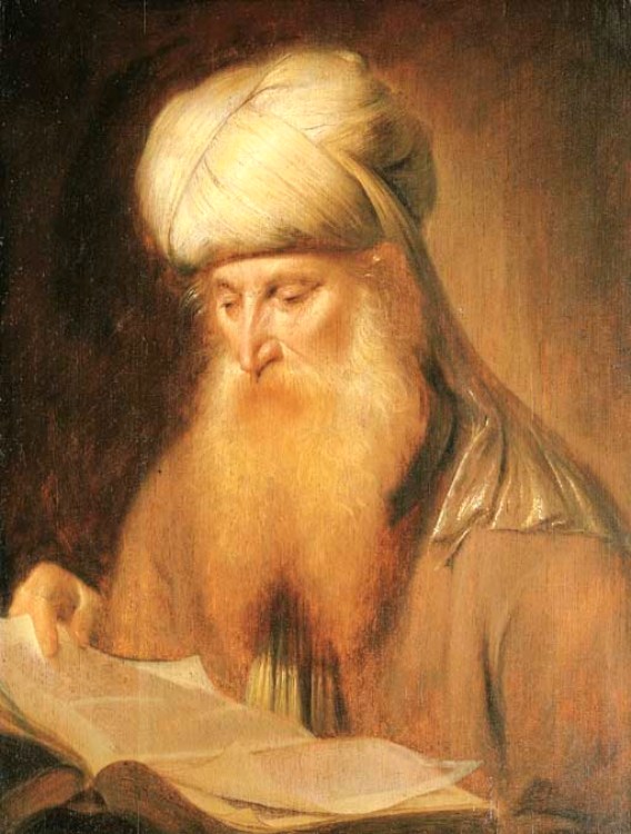 A Rabbi Reading, vintage artwork by Simon Kick, 12x8" (A4) Poster