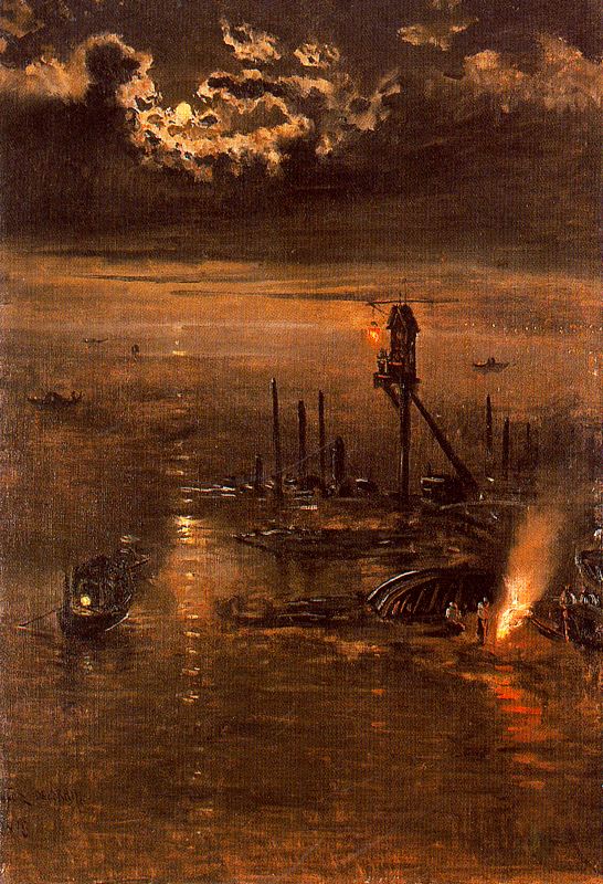 Nocturno veneciano, vintage artwork by Antonio Muñoz Degrain, 12x8" (A4) Poster
