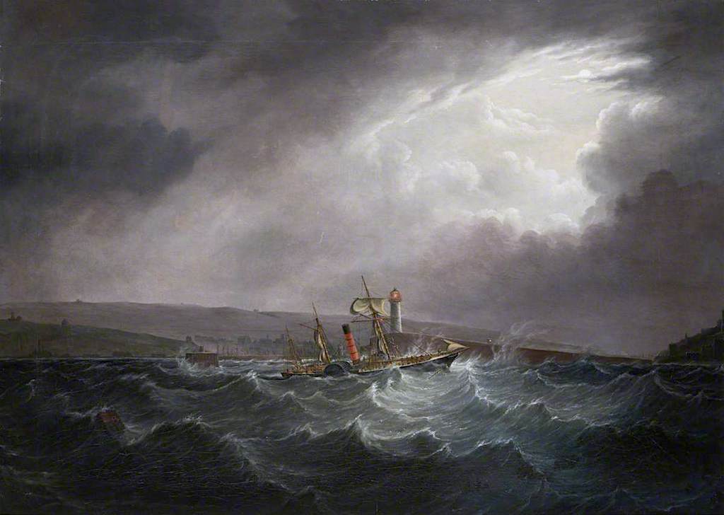 Paddle Steamer 'Whitehaven' in a Storm, vintage artwork by Joseph Heard, A3 (16x12") Poster Print