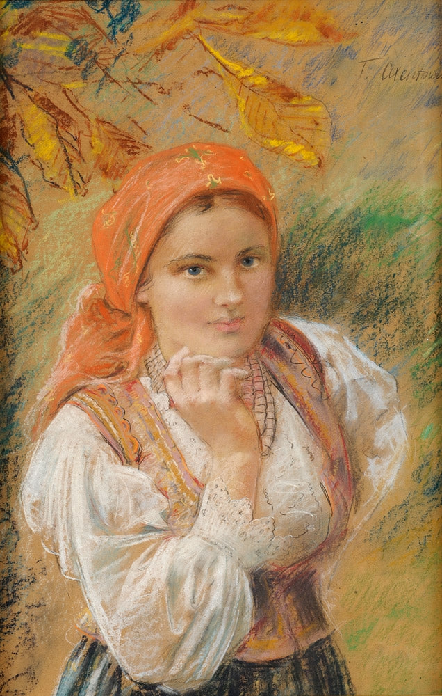 Polish Girl, vintage artwork by Theodor Axentowicz, 12x8" (A4) Poster