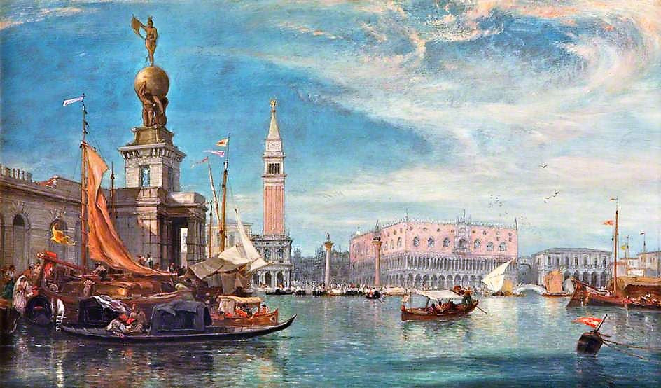 The Doge's Palace, Venice, from the Grand Canal, vintage artwork by James Holland, A3 (16x12") Poster Print