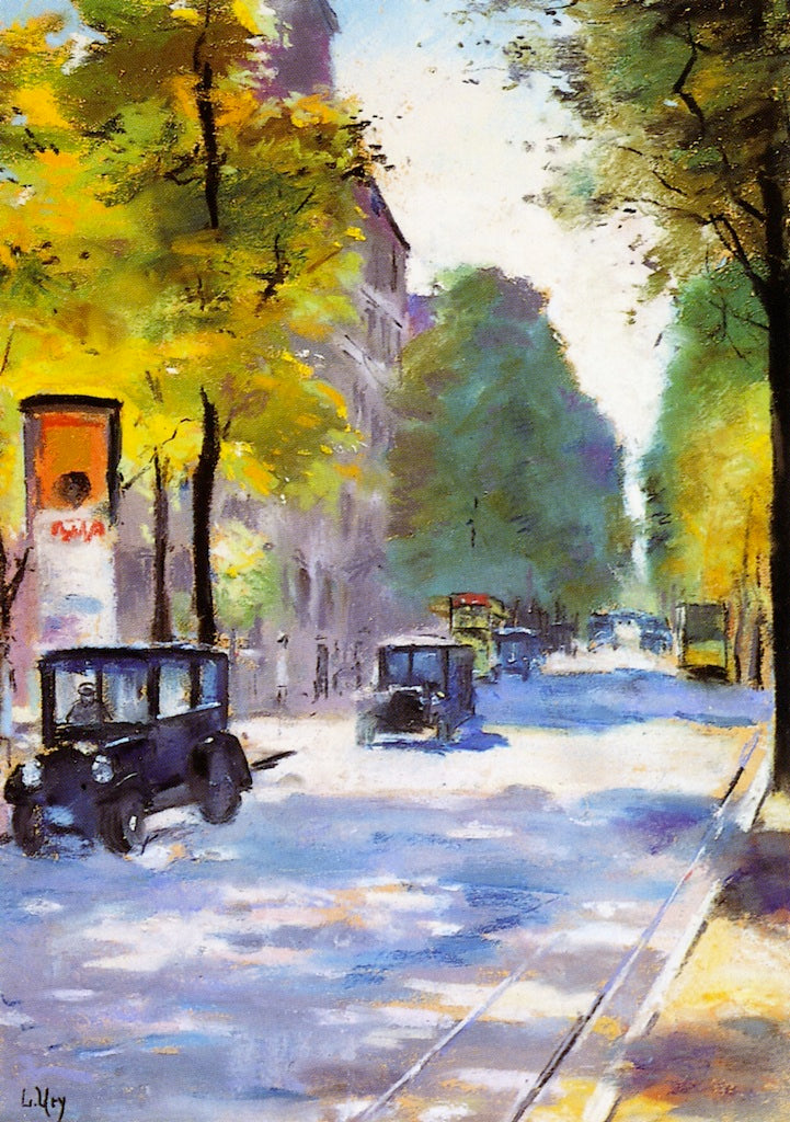 Berlin Street with Advertising Kiosk by Lesser Ury,A3(16x12")Poster