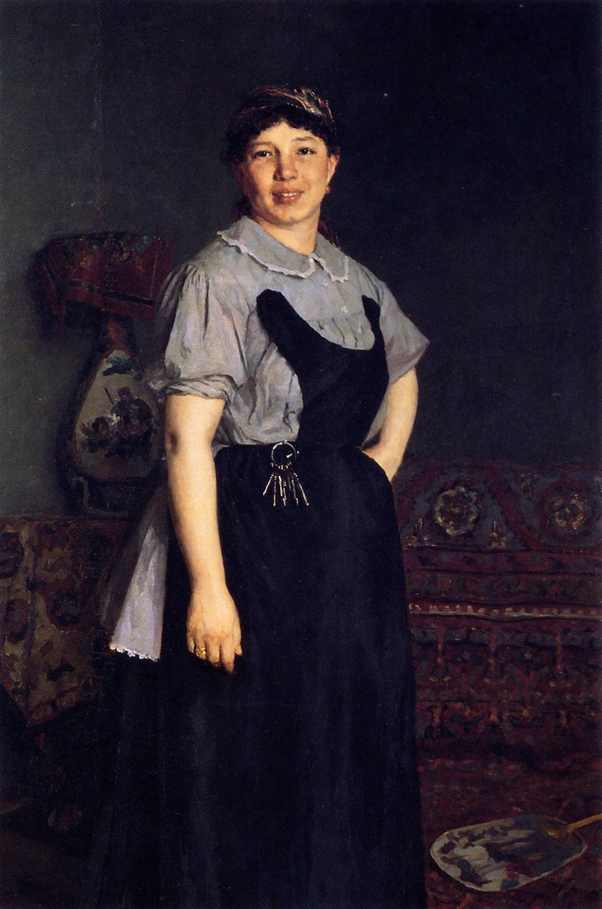Housekeeper, vintage artwork by Nikolai Dmitrievich Kuznetsov, 12x8" (A4) Poster