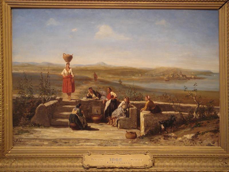 A Fountain at Hendaye, vintage artwork by Jules Jacques Veyrassat, A3 (16x12") Poster Print