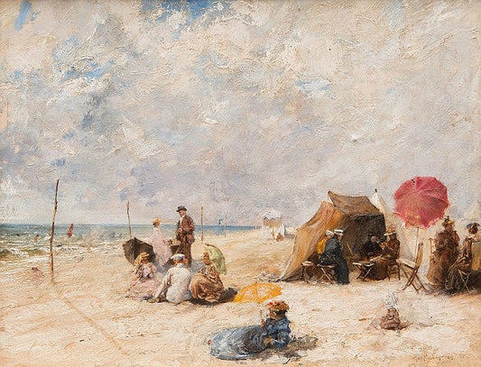 Gallant Scene on the Beach by Max Friedrich Ferdinand Rabes,A3(16x12")Poster