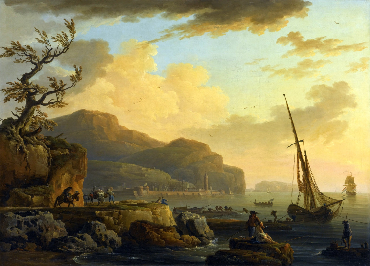 Morning in Castellemmare, vintage artwork by Claude-Joseph Vernet, 12x8" (A4) Poster