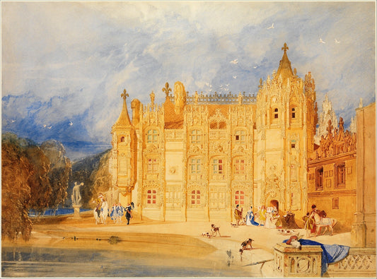The Abbatial House, Abbey of St. Ouen, Rouen, vintage artwork by John Sell Cotman, 12x8" (A4) Poster