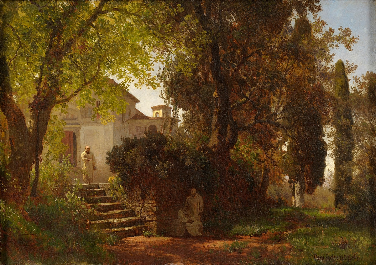 In the Park of Castel Gandolfo, vintage artwork by Oswald Achenbach, 12x8" (A4) Poster