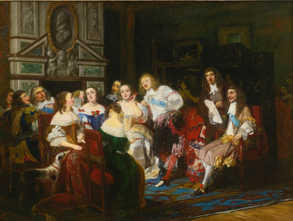 Une lecture chez Madame de Sevigne, vintage artwork by Joseph-Nicolas Robert-Fleury, A3 (16x12") Poster Print
