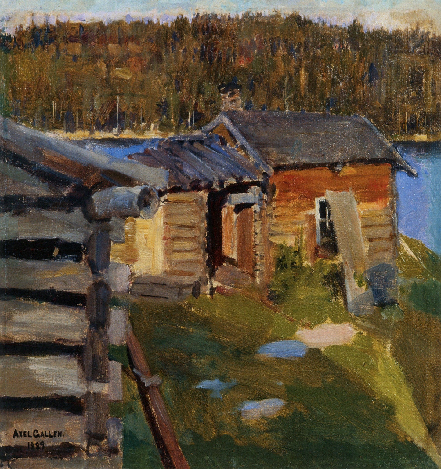 The Ekola Croft in Evening Sunlight, vintage artwork by Akseli Gallen-Kallela, 12x8" (A4) Poster