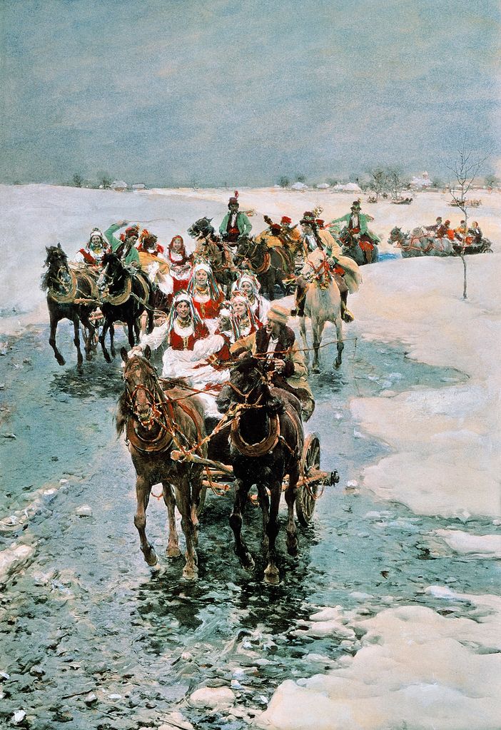 Departure of the Bride, vintage artwork by Alfred von Wierusz-Kowalski, 12x8" (A4) Poster