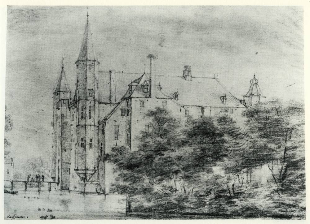 lot Zuylen in Oud Zuylen Utrecht, vintage artwork by Roelant Roghman, 12x8" (A4) Poster
