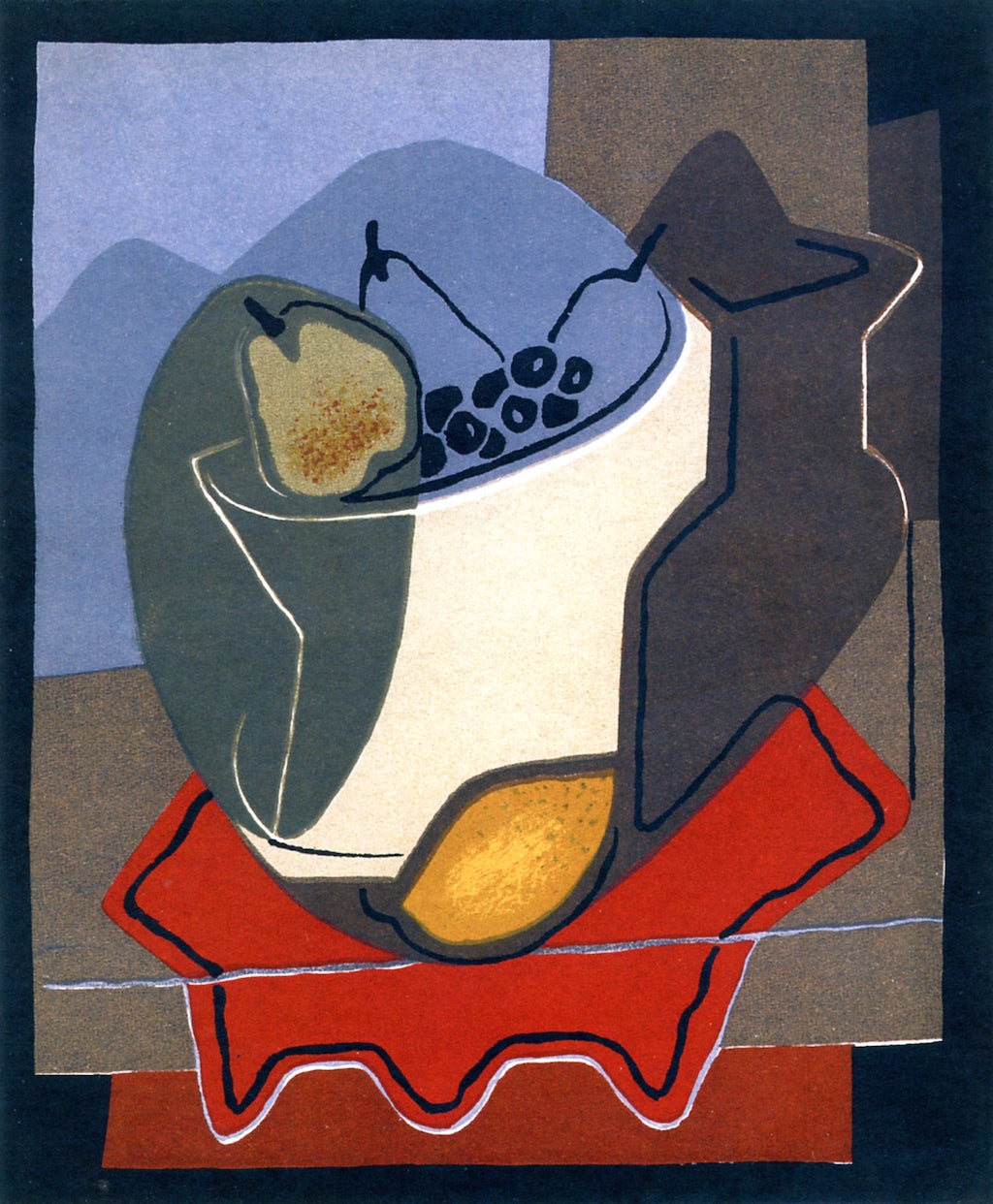 Bunch of Grapes, vintage artwork by Juan Gris, 12x8" (A4) Poster