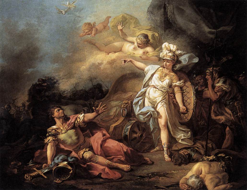 The Combat of Mars and Minerva, vintage artwork by Jacques-Louis David, 12x8" (A4) Poster